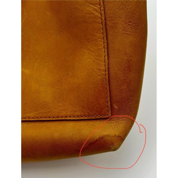 Madewell Leather Transport Tote Bag Cognac Brown w/ Removable Stripe Strap - Picture 10 of 11